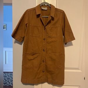 Everlane Chore Utility Mini Dress in Camel